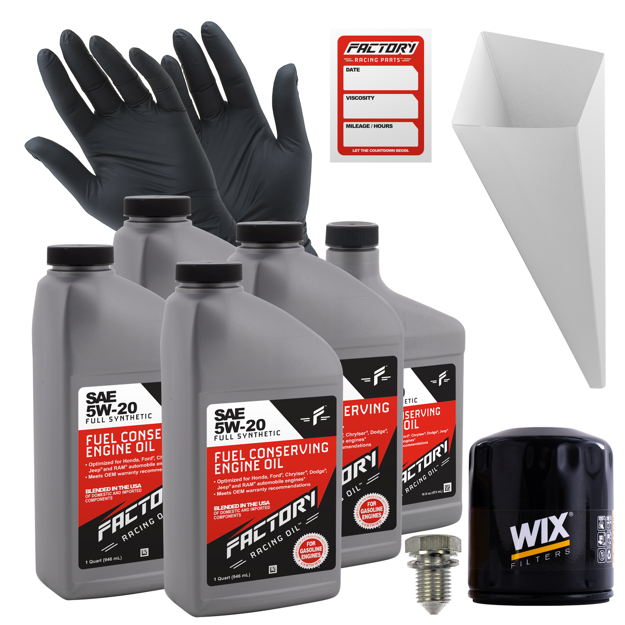 Oil Change Kit For Ford EcoSport 2018-2019, Escape 2005-2016, Fiesta 2011-2019, Focus 2003-2018, Transit Connect 2010-2016 5W-20 Full Synthetic Oil - 4.5 Quarts-0