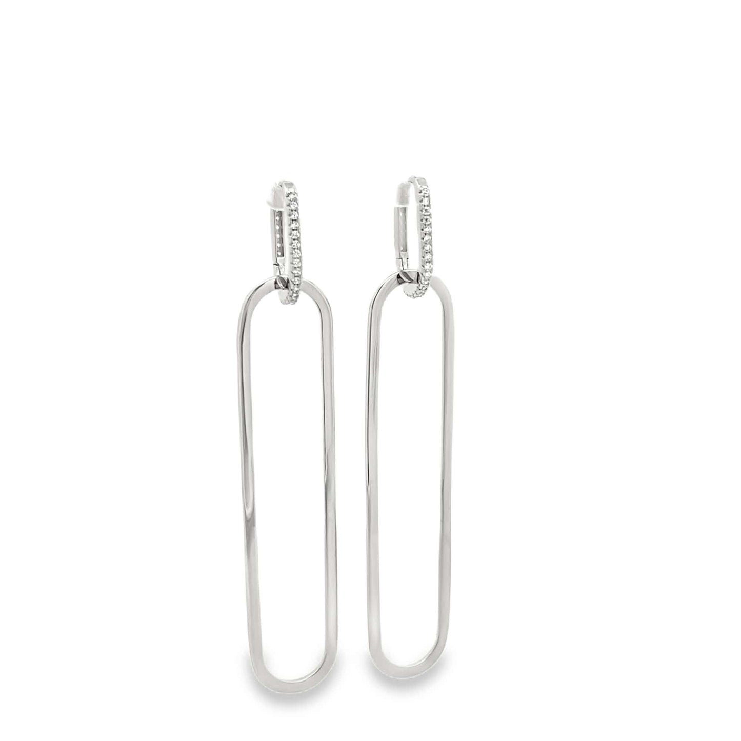 Paperclip Drop CZ Pave Huggie Earrings-2