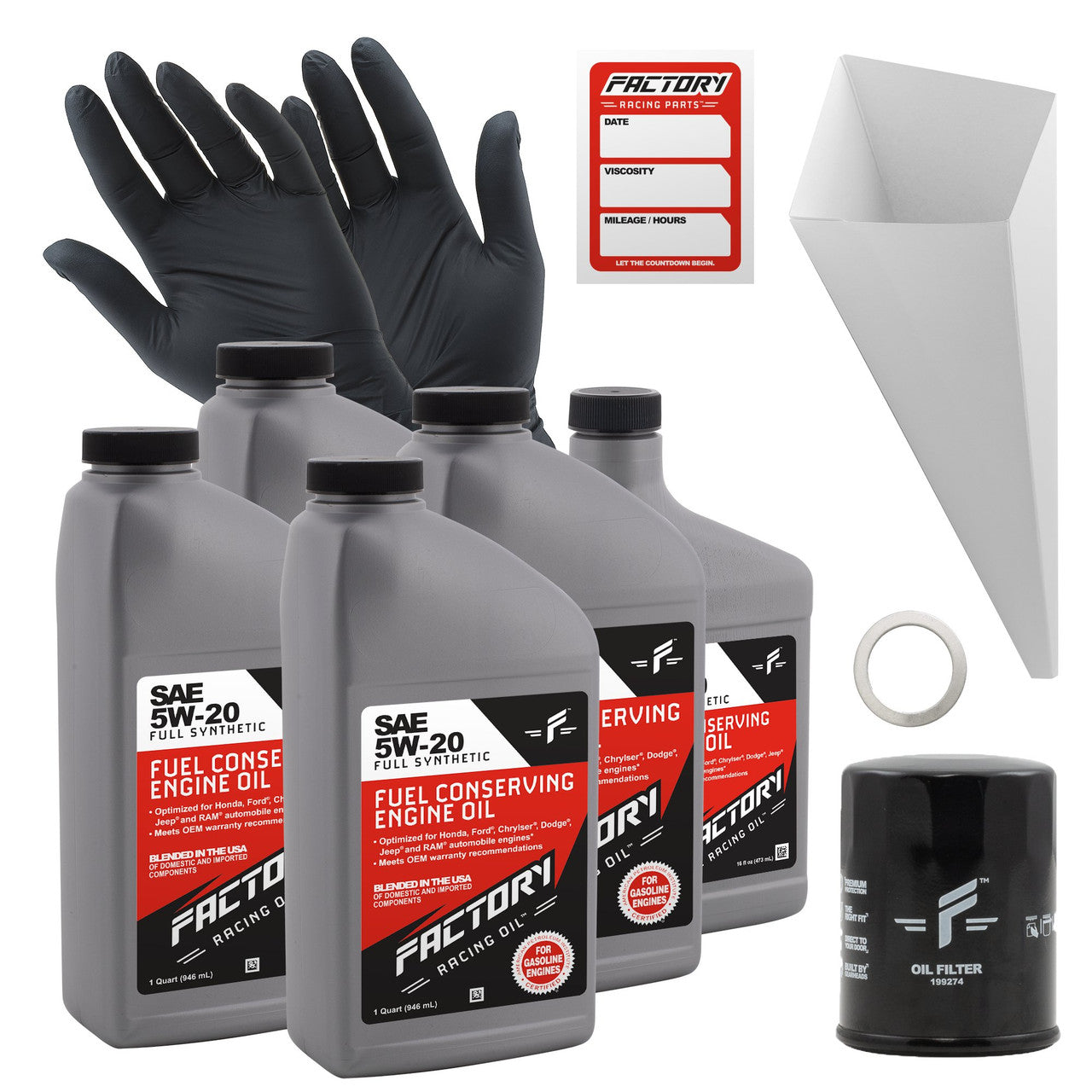 Oil Change Kit For Honda Civic, Accord, CR-V, Element, Odyssey, Ridgeline, Fit, Acura MDX, RL, RSX, TL, TSX, ZDX 5W-20 Oil - 4.5 Quarts-0